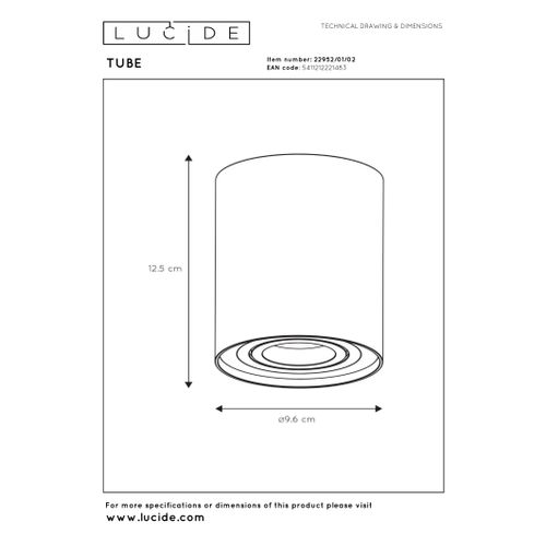 Tube Spot Plafond - Or Mat / Laiton - 1xgu10