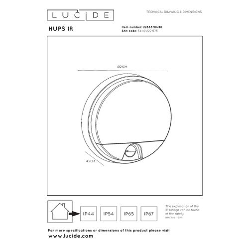 Hups Ir Applique Murale - Noir - LED Intégré