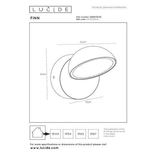 Finn Applique Murale - Noir - LED Intégré