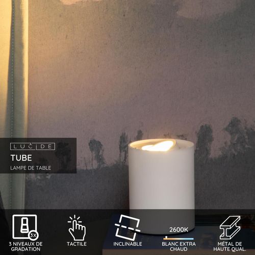 Tube Lampe De Table - Blanc - 1xgu10