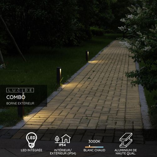 Combo Borne Extérieur - Noir - LED Intégré
