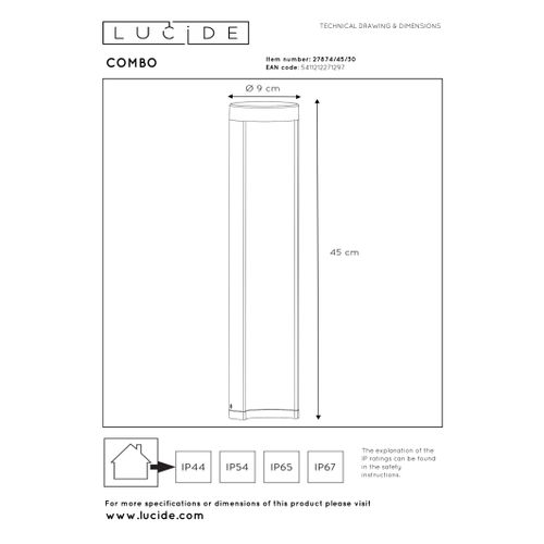 Combo Borne Extérieur - Noir - LED Intégré