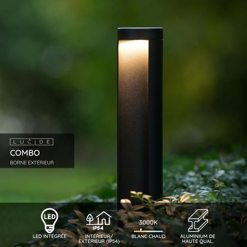 Combo Borne Extérieur - Noir - LED Intégré