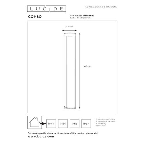 Combo Borne Extérieur - Noir - LED Intégré