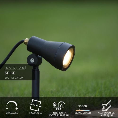 Spike Spot De Jardin - Noir - 1xgu10