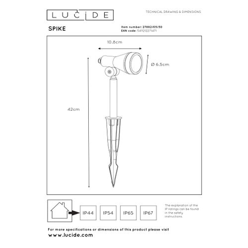 Spike Spot De Jardin - Noir - 1xgu10