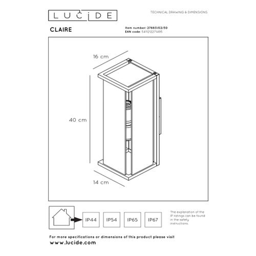 Claire Applique Murale - Anthracite - 2xe27