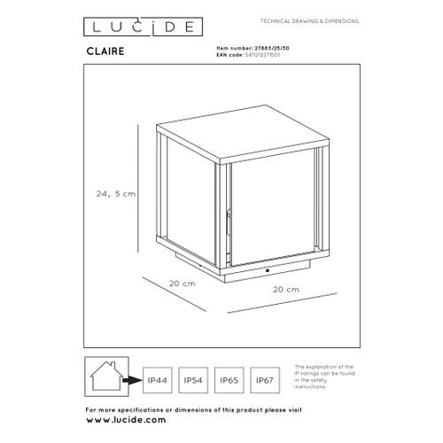 Claire Borne Extérieur - Anthracite - 1xe27