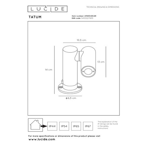 Tatum Spot De Jardin - Anthracite - LED Intégré
