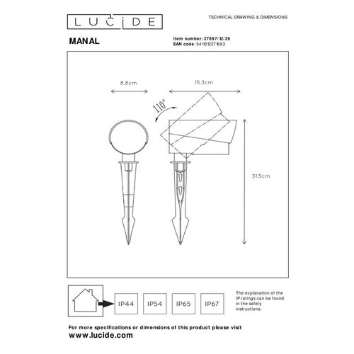 Manal Spot De Jardin - Anthracite - LED Intégré