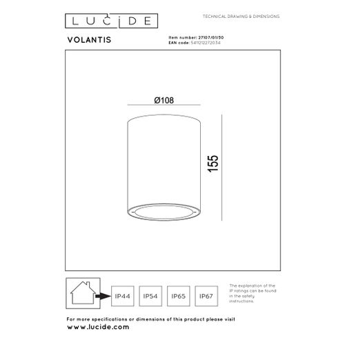 Volantis Spot Plafond - Noir - 1xe27