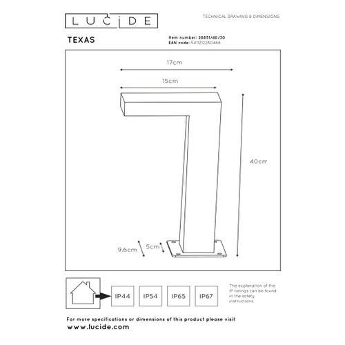 Texas Borne Extérieur - Anthracite - LED Intégré
