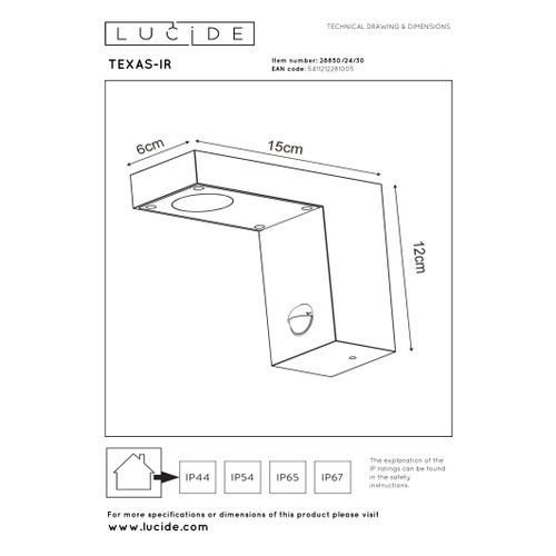 Texas-ir Spot Mural - Anthracite - LED Intégré