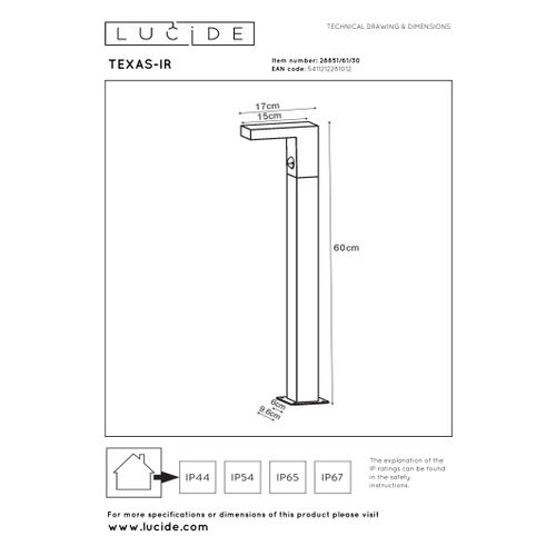 Texas-ir Borne Extérieur - Anthracite - LED Intégré