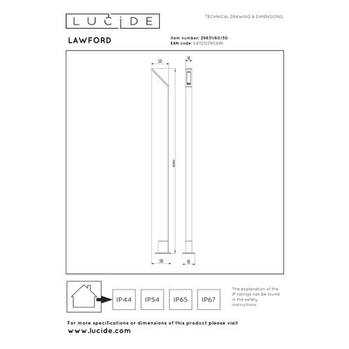 Lawford Borne Extérieur - Noir - LED Intégré