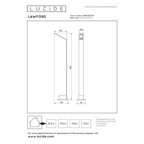 Lawford Borne Extérieur - Noir - LED Intégré