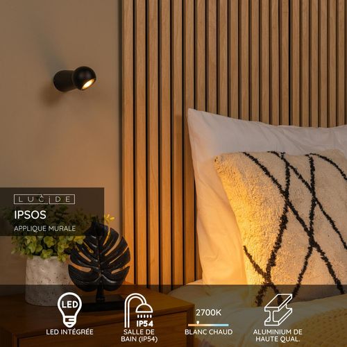 Ipsos Applique Murale - Noir - LED Intégré