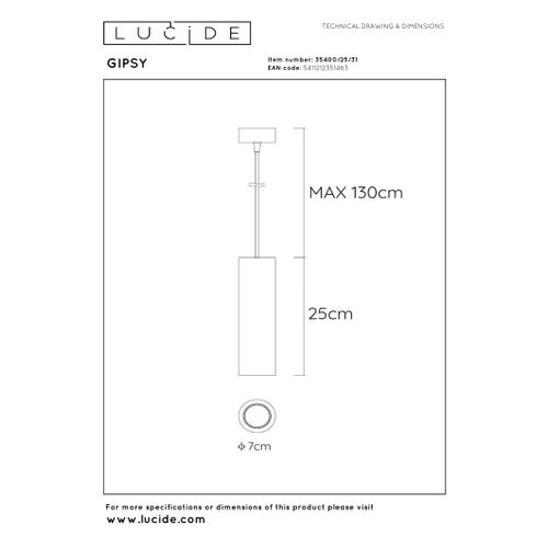 Gipsy Suspension - Blanc - 1xgu10