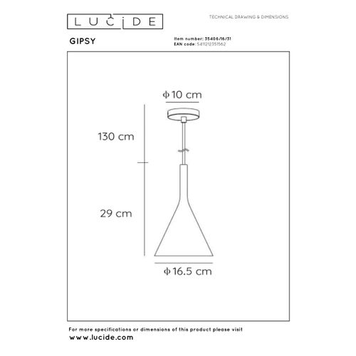 Gipsy Suspension - Blanc - 1xe27