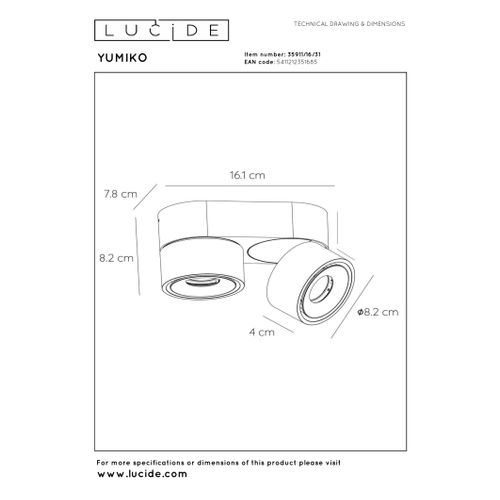 Yumiko Spot Plafond - Blanc - LED Intégré