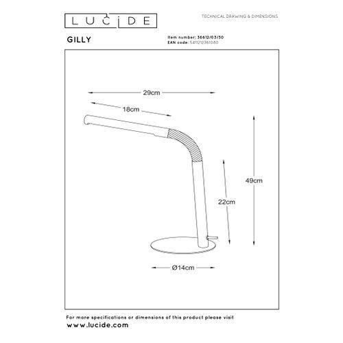 Gilly Lampe De Bureau - Noir - LED Intégré