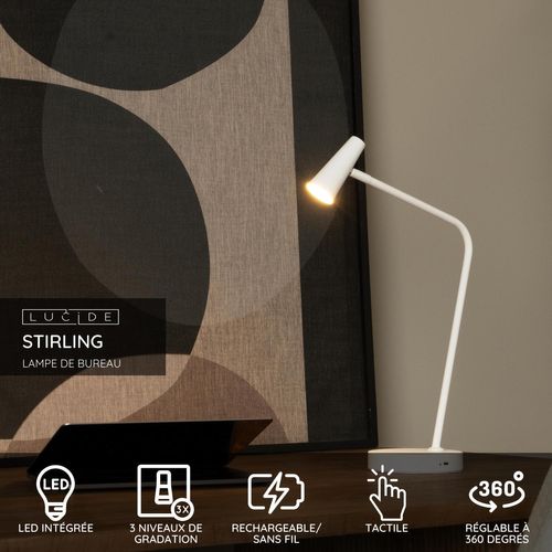 Stirling Lampe De Bureau - Blanc - LED Intégré