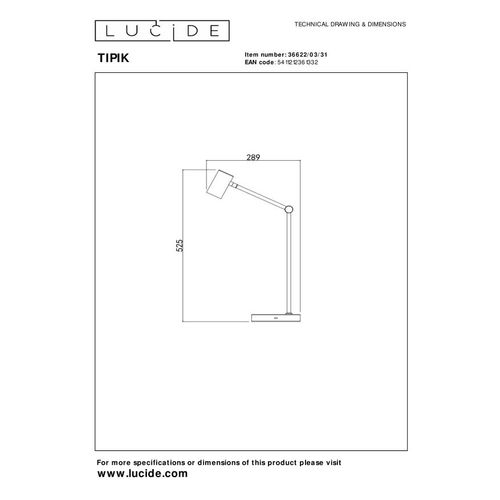 Tipik Lampe De Bureau - Blanc - LED Intégré