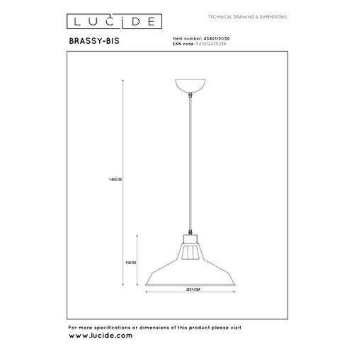 Brassy-bis Suspension - Noir - 1xe27