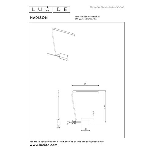 Madison Lampe De Bureau - Chrome - LED Intégré