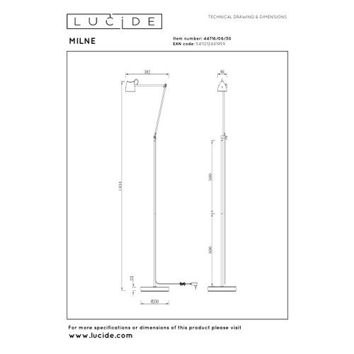 Milne Lampadaire - Noir - LED Intégré