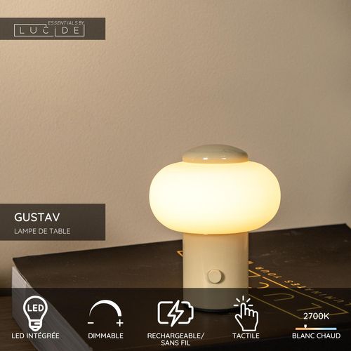 Gustav Lampe De Table - Crème - LED Intégré