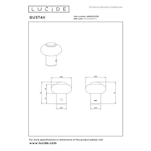 Gustav Lampe De Table - Crème - LED Intégré