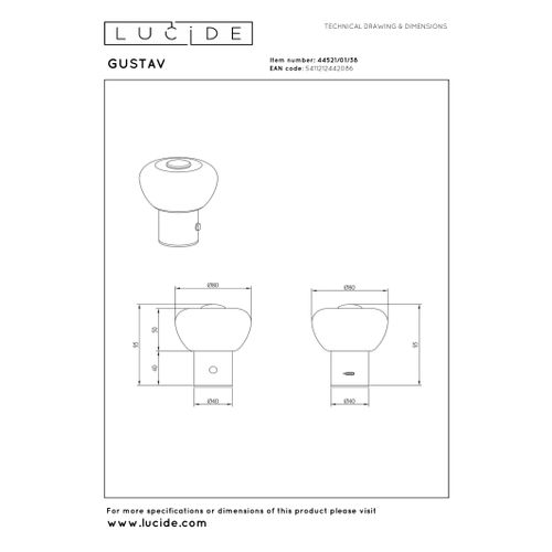 Gustav Lampe De Table - Crème - LED Intégré