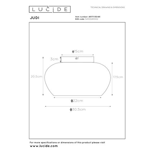 Judi Plafonnier - Fumé - 1xe27