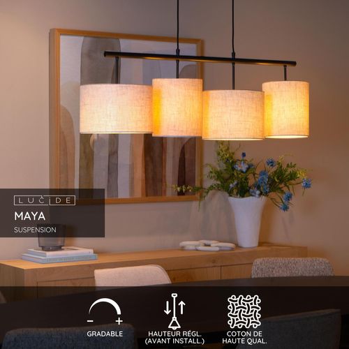 Maya Suspension - Crème - 4xe27