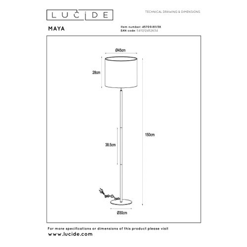 Maya Lampadaire - Crème - 1xe27