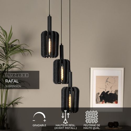 Rafal Suspension - Gris - 3xe27