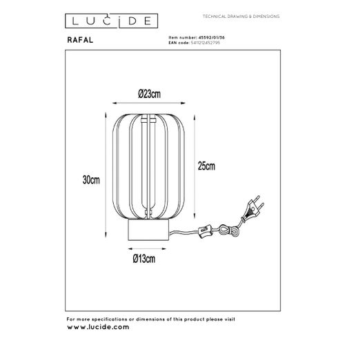 Rafal Lampe De Table - Gris - 1xe27