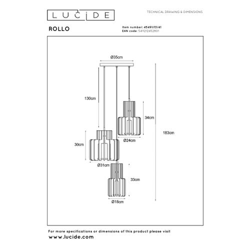 Rollo Suspension - Taupe - 3xe27
