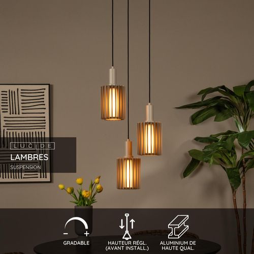 Lambres Suspension - Taupe - 3xe27
