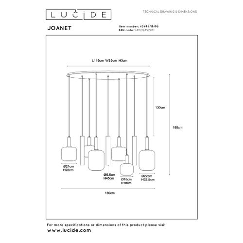 Joanet Suspension - Laiton - 6xe27