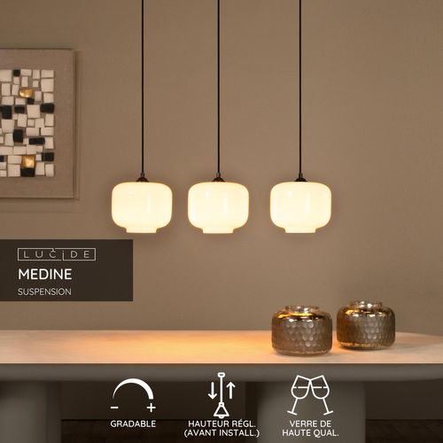 Medine Suspension - Opalin - 3xe27
