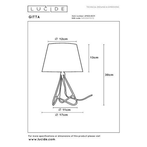 Gitta Lampe De Table - Chrome - 1xe14