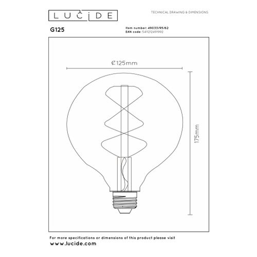 G125 Ampoule Filament - Ambre - E27