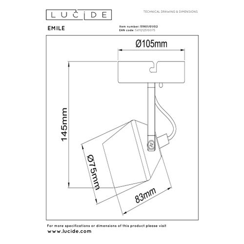 Emile Spot Plafond - Or Mat / Laiton - 1xgu10