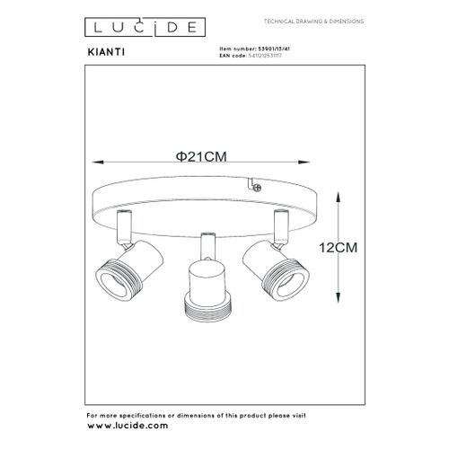 Kianti Spot Plafond - Taupe - 3xgu10