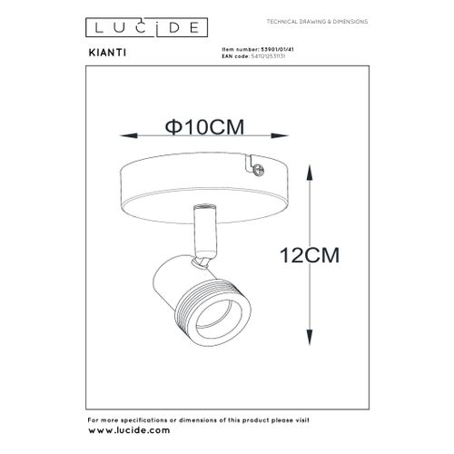 Kianti Spot Plafond - Taupe - 1xgu10