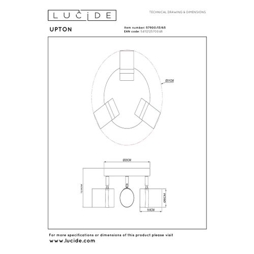 Upton Spot Plafond - Fumé - 3xgu10