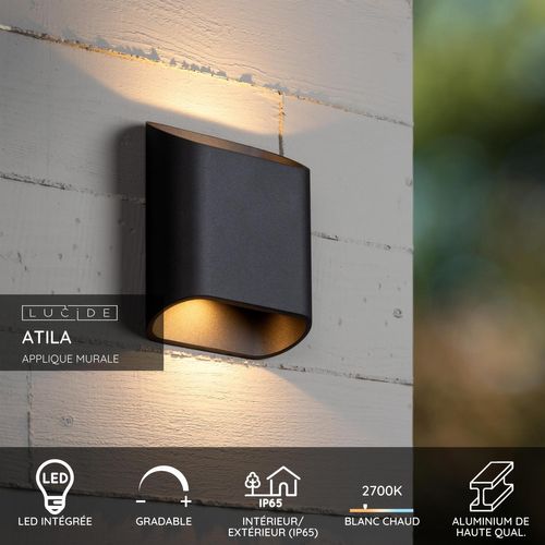 Atila Applique Murale - Noir - LED Intégré