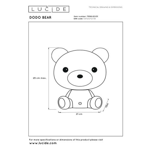 Dodo Bear Lampe De Table - Blanc - LED Intégré